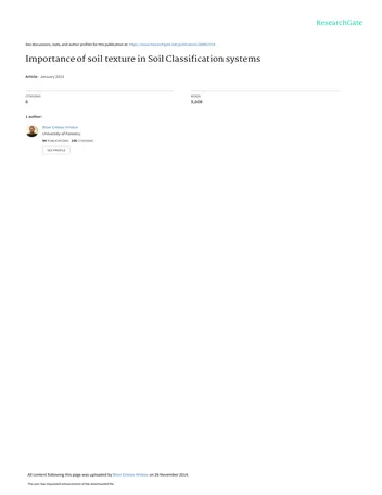 Más sobre Importancia de la Textura del Suelo en los Sistemas de Clasificación de Suelos.