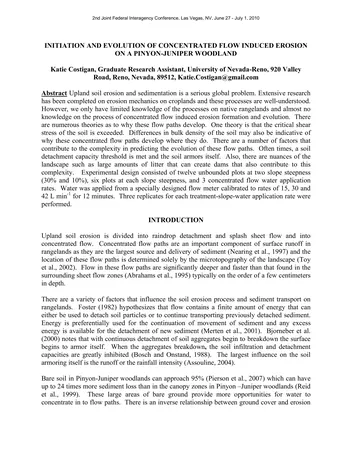 Más sobre Iniciación y Evolución de la Erosión Inducida por Flujo Concentrado en un Bosque de Pinyon-Juniper
