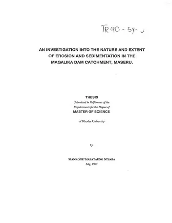 Más sobre Investigación sobre la Naturaleza y Extensión de la Erosión y Sedimentación