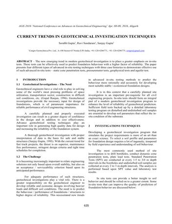 Más sobre Tendencias Actuales en las Técnicas de Investigación Geotécnica