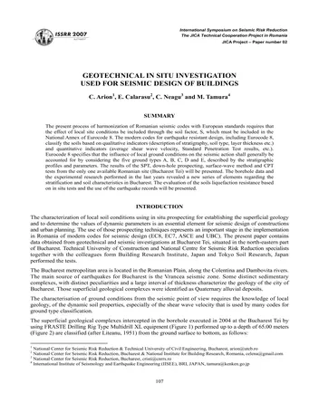 Más sobre Investigación Geotécnica in Situ Utilizada para el Diseño Sísmico de Buil
