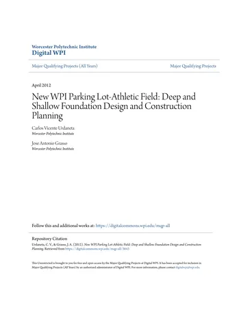 Más sobre Nuevo Estacionamiento WPI-Campo Atléticos Diseño de Fundaciones Profundas y Superficiales.